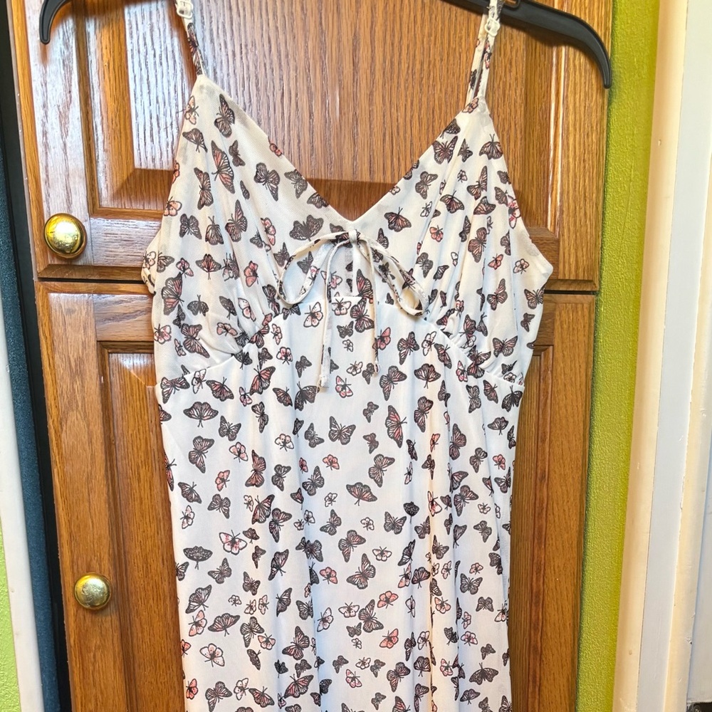 Ultra Flirt White Maxi Dress with Butterfly Print